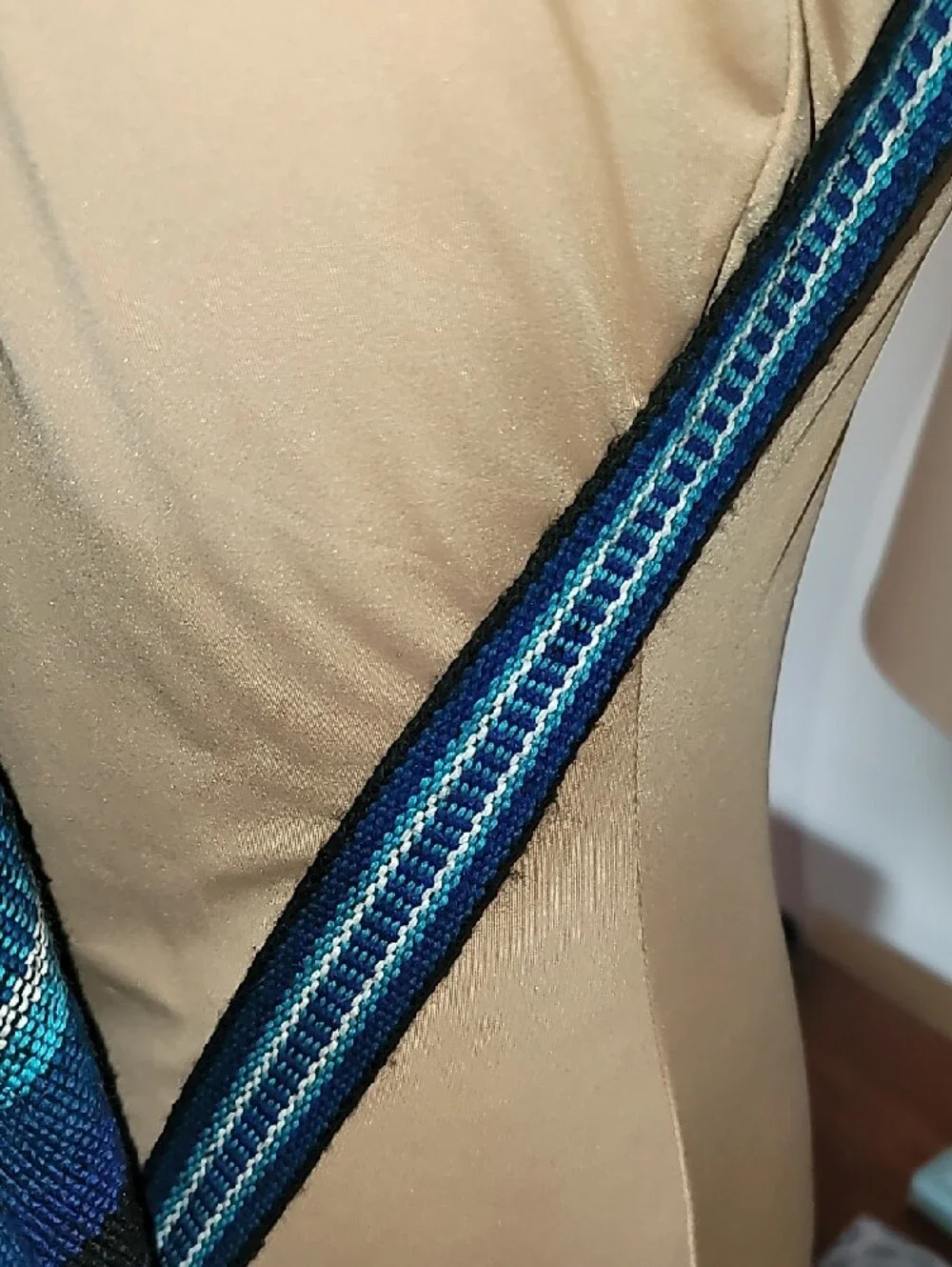 Blue Striped Woven Backpack 